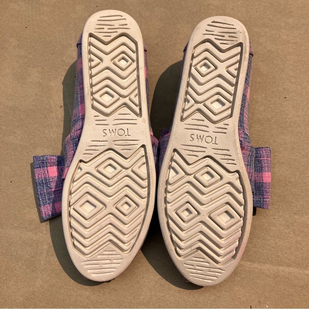 TOMS Alpargata Bow Pink Blue Multi Checkered Plaid Item: 10016220 size 9 - Picture 2 of 5